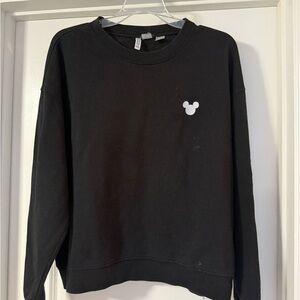 H&M Black Crewneck Sweater with White Mickey Icon
